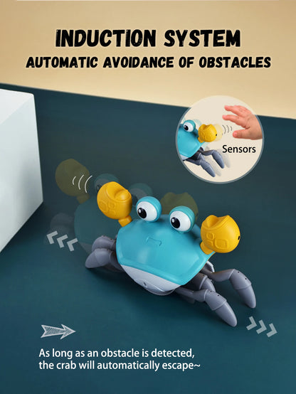 Charging Escape Crab Toy, Auto-Sensing Electronic Pet for Kids, Crawling & Obstacle Avoidance with Music