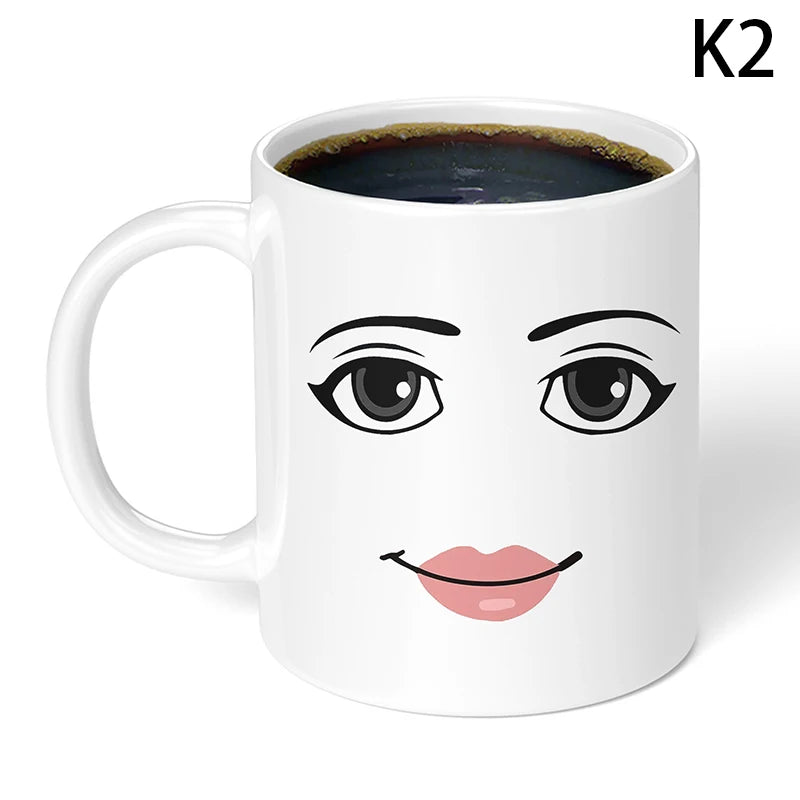 Funny Face Ceramic Coffee Mug 11 oz (325 ml) – Cute Gamer Birthday Gift for Men & Women