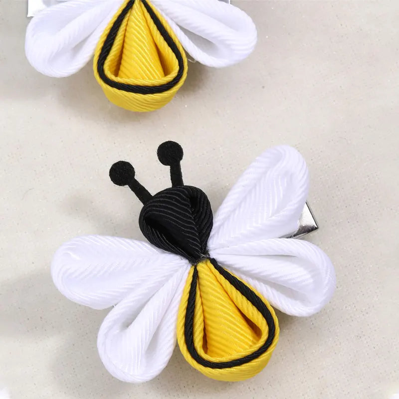 2Pcs Ribbon Bee Hairpin – Unique Animal Hair Clips for Baby Girls, Kids Barrettes, Children Headwear Accessories