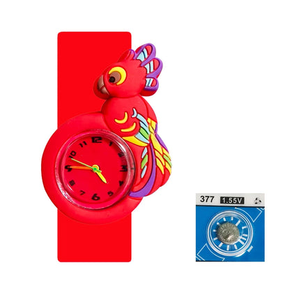 Children’s Cartoon Watch for Ages 2-14 Boys and Girls Soft Silicone Slap Bracelet Student Wristwatch