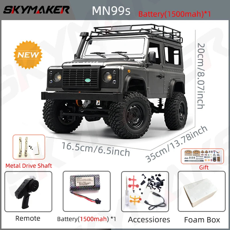 MN99s MN98 1:12 RC Rock Crawler Defender with 4WD and 2.4G Remote Control