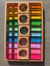 Wooden Montessori See-Through Blocks – Mixed Acrylic Gems Toy for Kids, Open Play Educational Toy