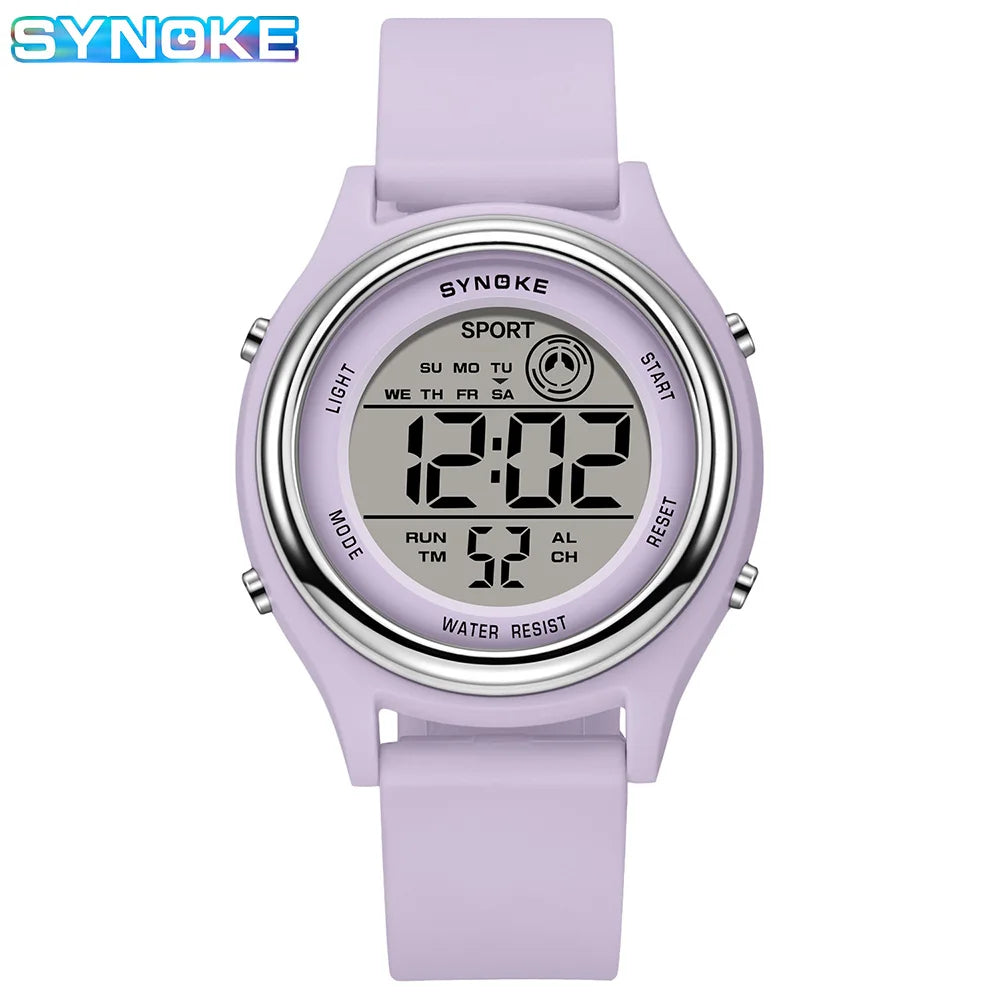 SYNOKE Colorful Children’s Seven-Light Sport Digital Watch Waterproof Shock-Resistant Electronic Watch for Kids and Students