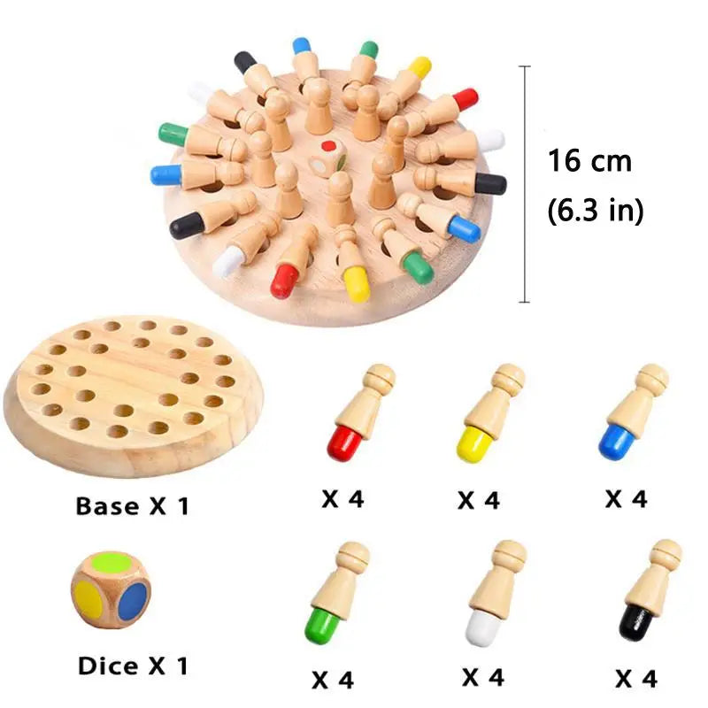 Wooden Memory Match Stick Chess (Color Game Board Puzzle, Montessori Educational Toy, Cognitive Learning for Children)