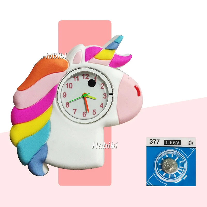Children’s Cartoon Watch for Ages 2-14 Boys and Girls Soft Silicone Slap Bracelet Student Wristwatch