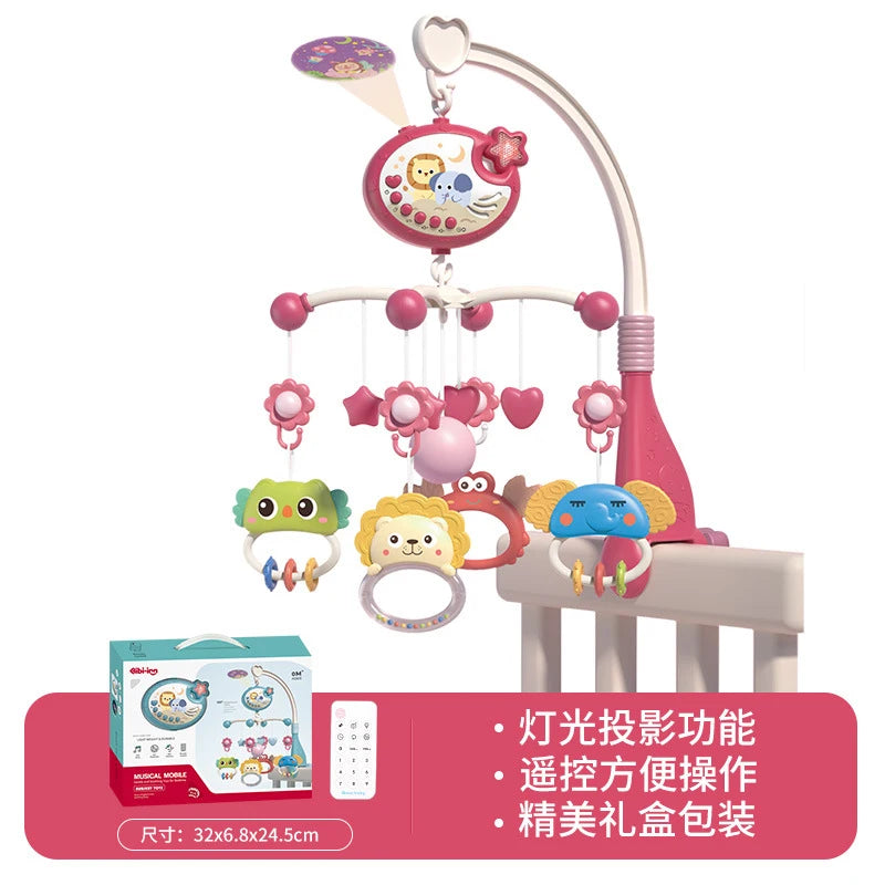 Musical Baby Crib Mobile With Lights and Music Projection Remote Control Crib Toy for Newborns