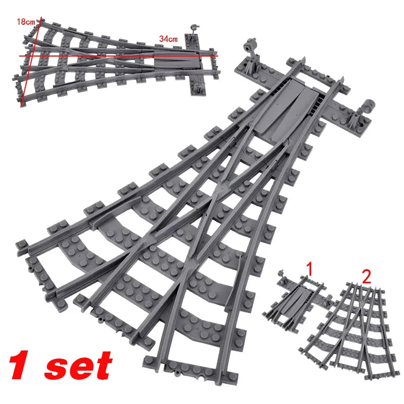 City Trains Flexible Tracks – Soft Straight, Curved Rails, and Switch Building Block Railways Toy for Kids