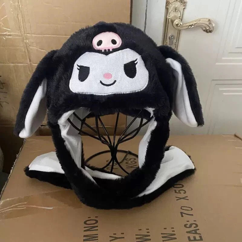 Sanrio MINISO Kawaii Ear-Moving Plush Hat - My Melody, Cinnamoroll & Kuromi Cosplay Cap