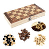 Magnetic Wooden Folding Chess Set with Felted 24 cm x 12 cm (9.45 in x 4.72 in) Game Board Interior Storage Adult and Kids Family Gift