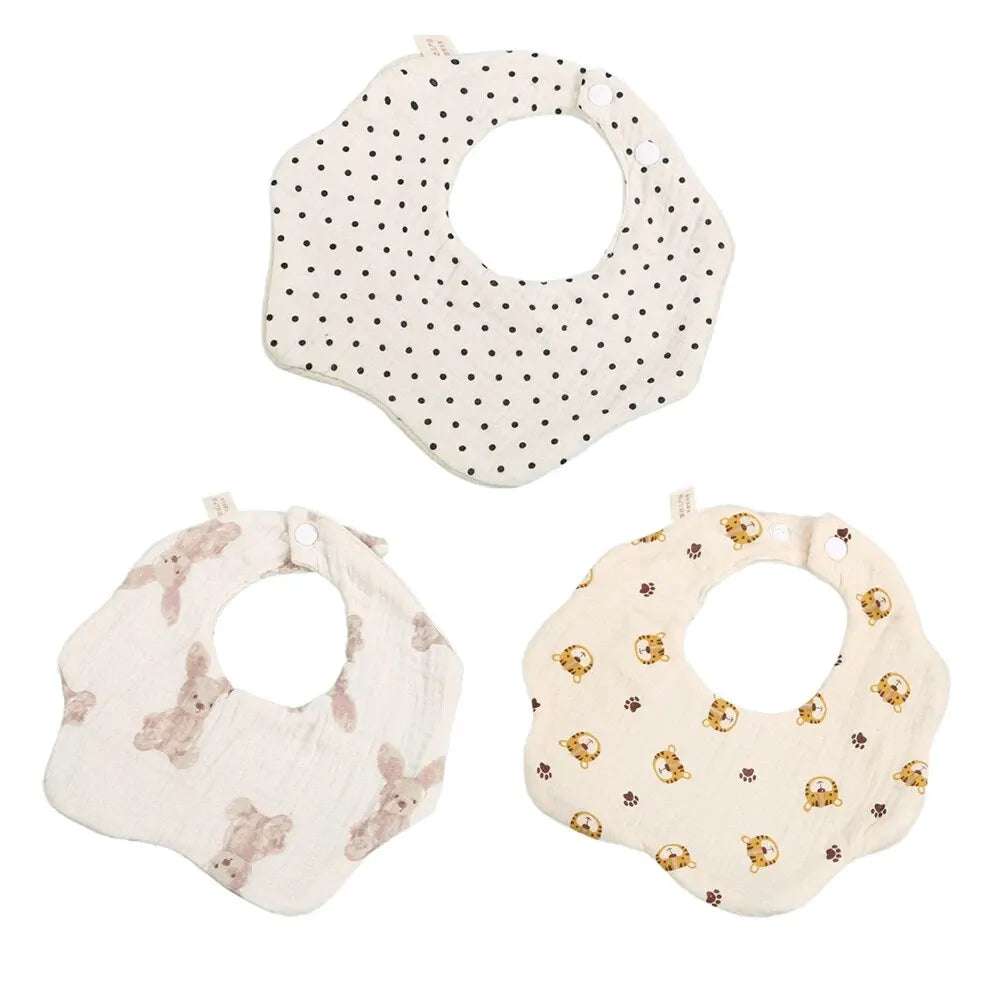 3PCS Cotton Gauze Baby Feeding Bibs | Soft Petal Print Saliva Towels for Newborns & Toddlers | Summer Burp Cloths for Kids - Kidzy Market