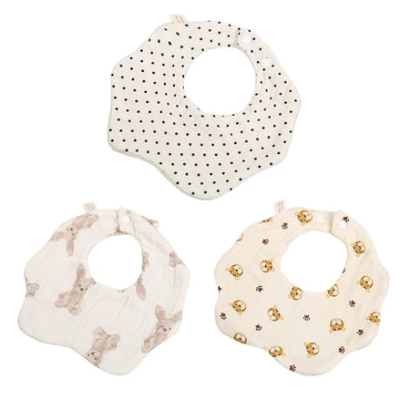 3PCS Cotton Gauze Baby Feeding Bibs | Soft Petal Print Saliva Towels for Newborns & Toddlers | Summer Burp Cloths for Kids - Kidzy Market