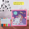 Foldable Chalkboard Book – Children’s Reusable Drawing and Writing Board with 12 Watercolor Pens, Wipeable Art Toy