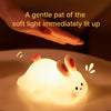 Cute Rabbit Silicone Night Light - Rechargeable Touch Sensor LED Lamp with USB & 30-Min Timer, Big-Face Kids Nightlight for Nursery & Party Decor