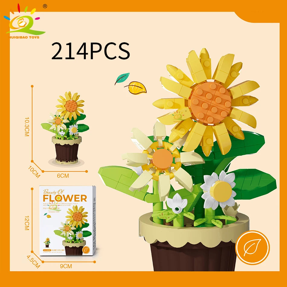 Eternal Bouquet Micro Building Blocks – DIY Flower Model Brick Toy for Kids, Home Desk Decoration