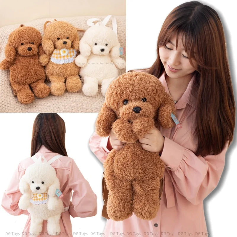 Cute Teddy Dog Plush Backpack – Stuffed Poodle Shoulder Bag and Schoolbag for Girls and Boys