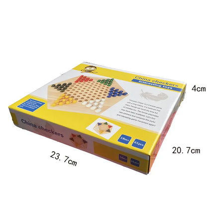 Hexagonal Checkers Parent-Child Puzzle Game Wooden Jumping Beads Educational Toy Board Game