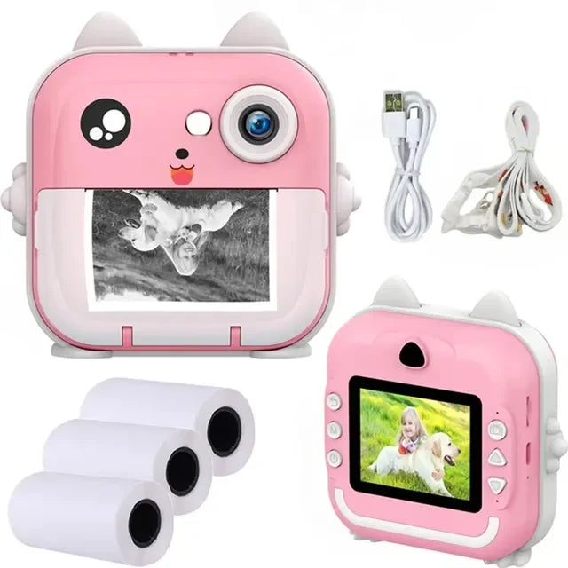Kids Digital Camera Toy with Instant Thermal Print, 1080P HD Photo & Video, 32GB Memory Card