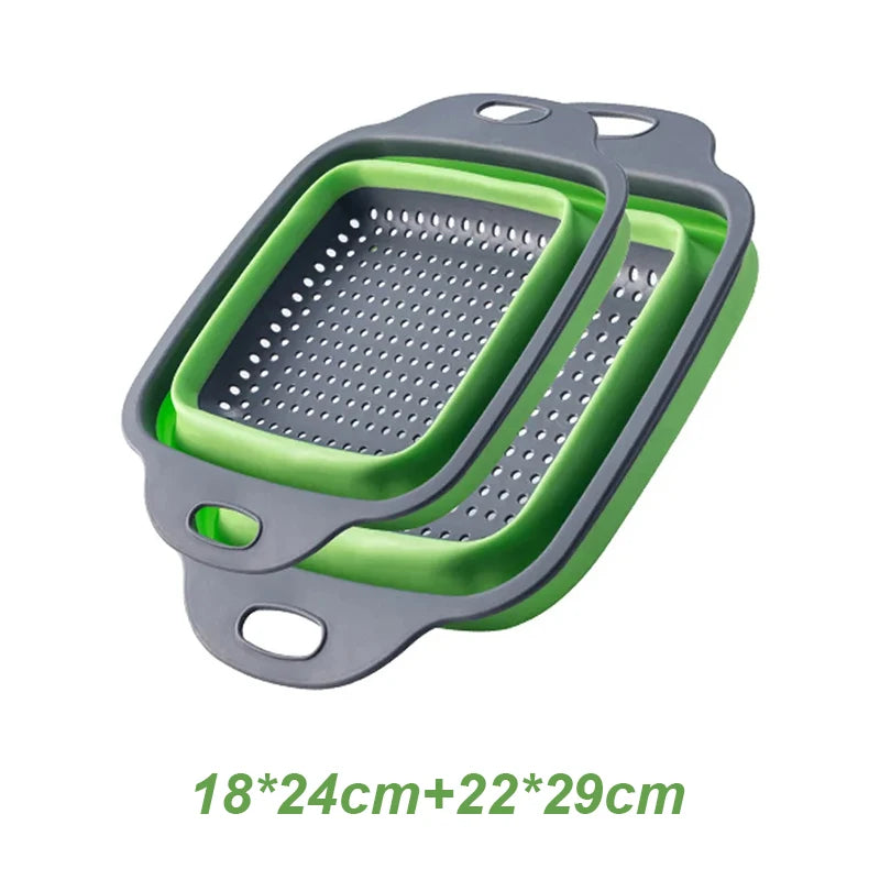 2-Piece Silicone Folding Colander Set for Fruit & Vegetables - Foldable Strainer (24x18cm/9.4x7.1in, 29x22cm/11.4x8.7in) – view 10