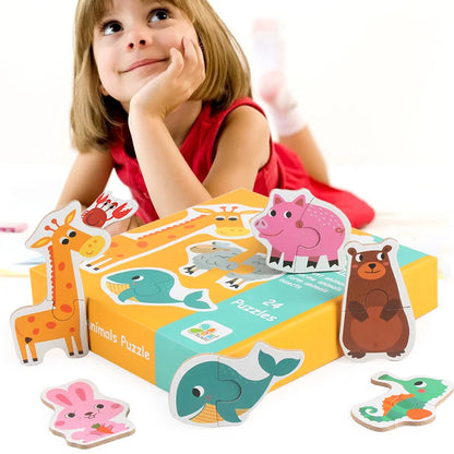 Children's Gifts, Kids Wooden Jigsaw Matching Puzzle, Baby Early Learning, Animal, Fruit & Traffic Educational Toy