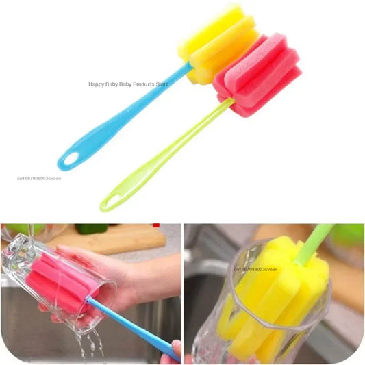 Baby Bottle Brush – Sponge Rotation, Pacifier & Feeding Cup Nipple Cleaning Brushes, Handheld Soft Head Washing Tool