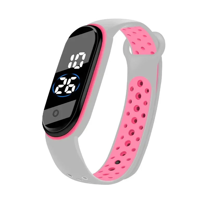 Fashion Kids Sports Waterproof LED Digital Watch Two-Tone Silicone Strap for Teen Boys and Girls