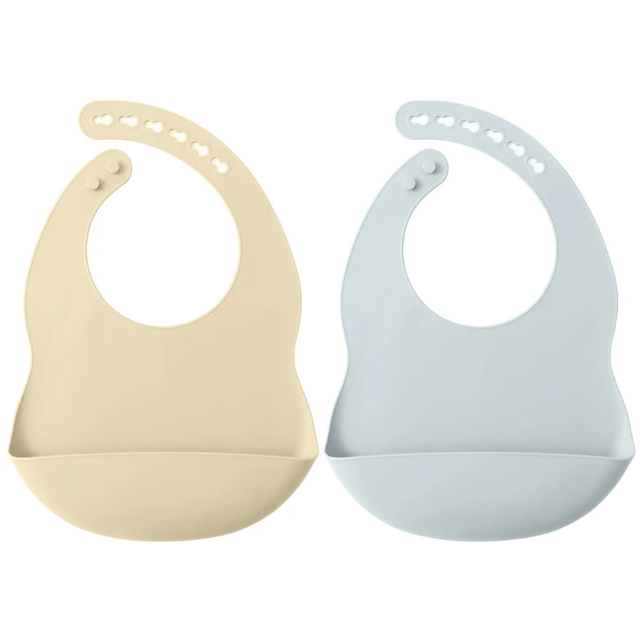 2PCS Silicone Baby Bibs for Toddlers – Waterproof, Solid Color, Adjustable Feeding & Burp Cloths for Newborns & Drooling Scarf - Kidzy Market