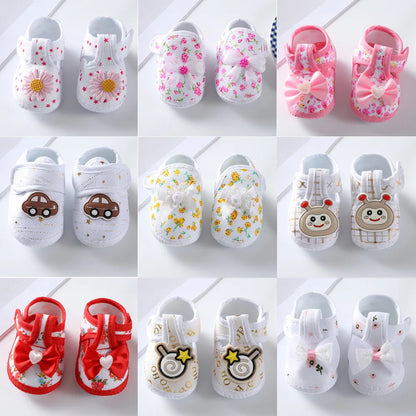 Baby Girl Shoes – Lace Floral First Walkers, Princess Newborn Infant Toddler Flats, Soft Prewalkers for Boys
