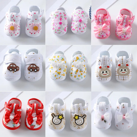 Baby Girl Shoes – Lace Floral First Walkers, Princess Newborn Infant Toddler Flats, Soft Prewalkers for Boys