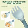 Toddler Spoon and Fork Set with Travel Case - Bendable Baby Feeding Utensils for 1-2 Years, Cartoon