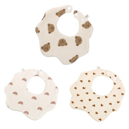 3PCS Cotton Gauze Baby Feeding Bibs | Soft Petal Print Saliva Towels for Newborns & Toddlers | Summer Burp Cloths for Kids - Kidzy Market