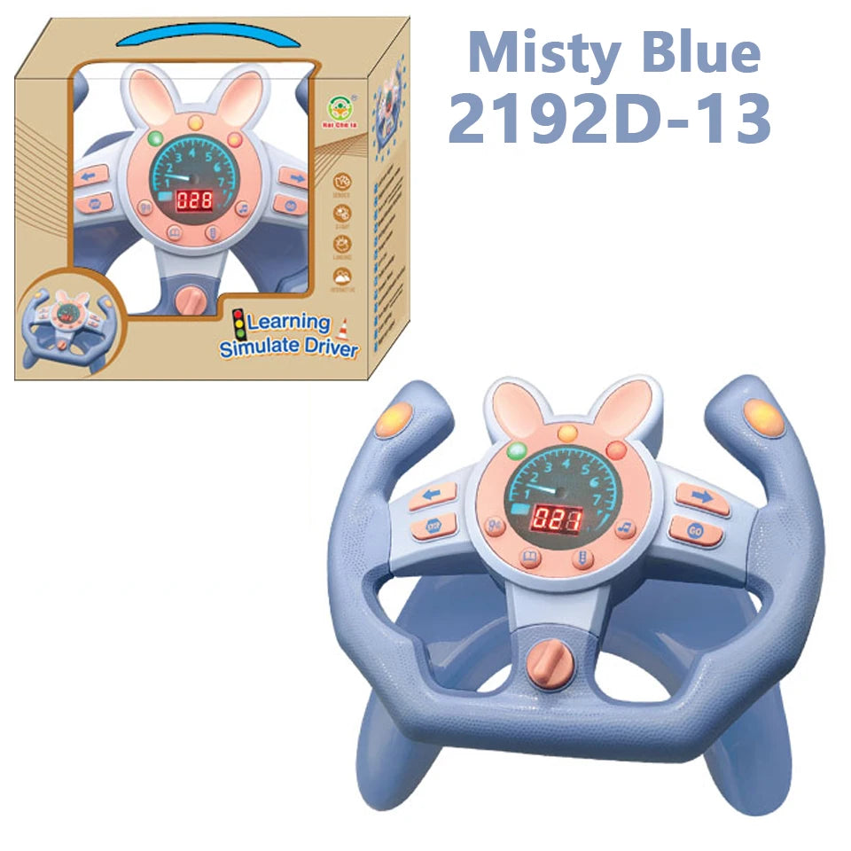 Electric Simulation Steering Wheel Toy with Light and Sound Educational Children’s Co-Pilot Car Vocal Toy Gift