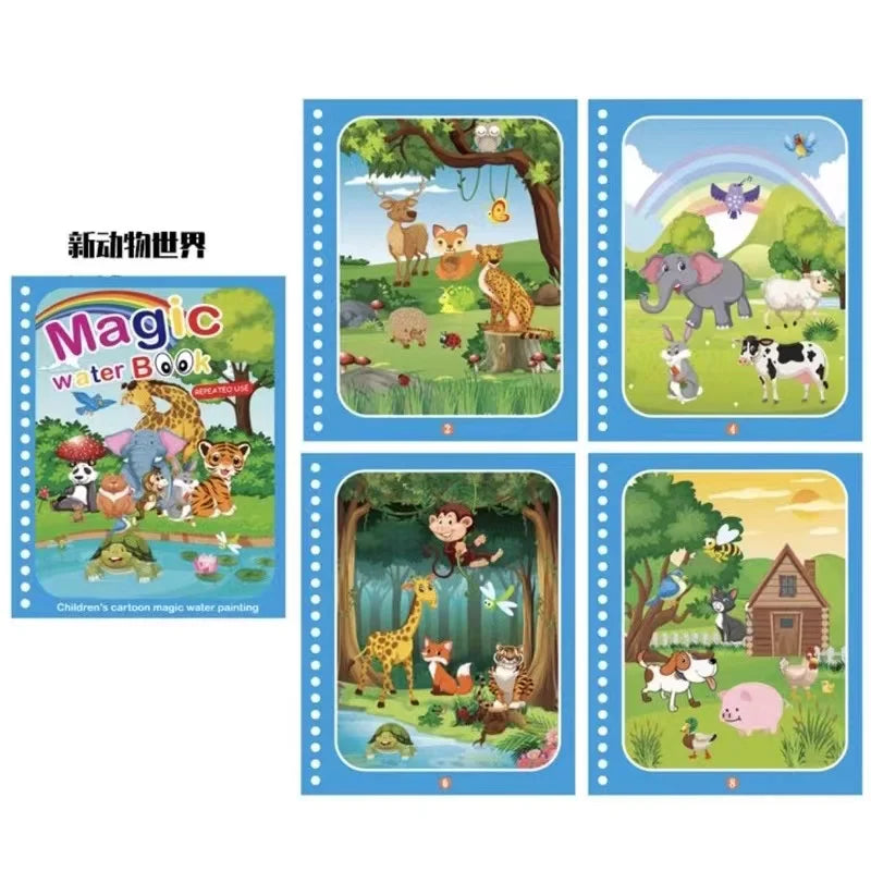 Kids Magic Water Drawing and Coloring Book – Reusable Painting Toy for Boys and Girls