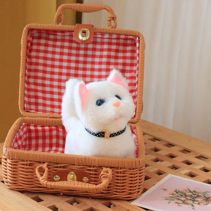 New Walking Kitty Plush Toy, Electric Interactive Meowing Cat with Wagging Tail and Nodding Head, Stuffed Animal Pet Toy Gift for Kids