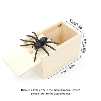 Handmade Wooden Spider Scare Box Prank Toy (2.4 x 3.5 x 2.5 in) - Pop-Out Surprise Trick for Parties & Halloween