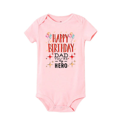 “Happy Birthday Daddy, I Love You” – Adorable Newborn Baby Bodysuit, Short-Sleeve Infant Romper, Perfect Birthday Gift for Dad