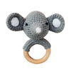 1pc Safety Wooden Baby Teether - Crochet Cartoon Long Ear Bunny Rattler with Mobile Crib Bell | Newborn Teething Toy & Handbell