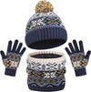 IYEAL Winter Children’s Warm Knitted Hat, Scarf & Gloves Set – Soft Velvet Lined Kids Winter Knitted Accessories for Boys & Girls