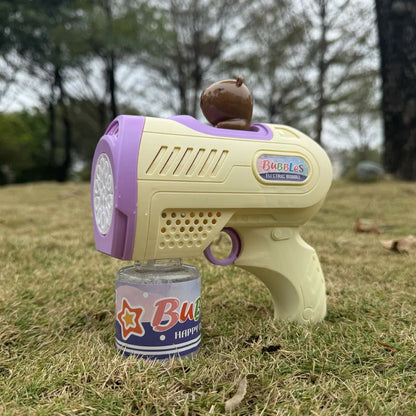 Handheld Automatic Bubble Gun for Kids – Space Sticker Design, LED Light, No-Spill Bubble Blower Toy (Batteries & Bubble Solution Not Included)