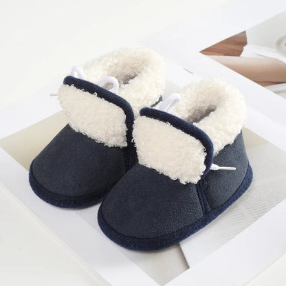 Jlong Winter Newborn Soft Sole First Walker Baby Shoes – Fur Warm Snow Boots for Girls (0-18 Months)