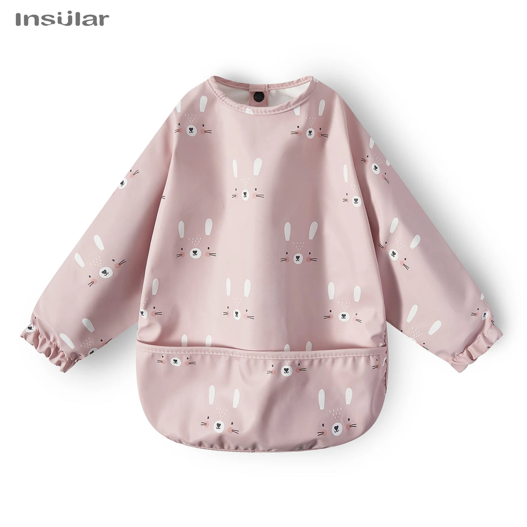 Waterproof Long-Sleeve Baby Bib with Pocket – Full-Cover Feeding Apron for Mess-Free Mealtime - Kidzy Market