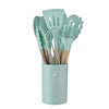 12PCS Silicone Kitchenware Non-Stick Cookware Utensils Set with Wooden Handles