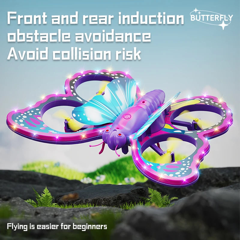 New V40 Glitter Butterfly Mini RC Quadcopter – 2.4 GHz Gravity Sensing Drone Toy Gift