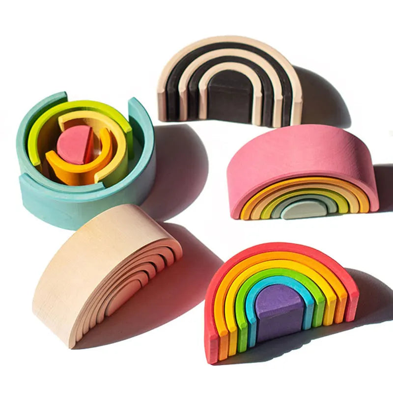 Montessori Mini Rainbow Building Blocks Stacking Sensory Toy