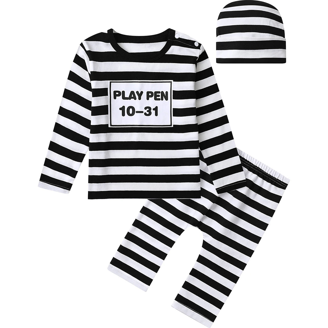 Toddler Boys Prince Charming Costume – Halloween Fireman Outfit, Infant Photography Clothing & Baby Carnival Cosplay Striped Prisoner