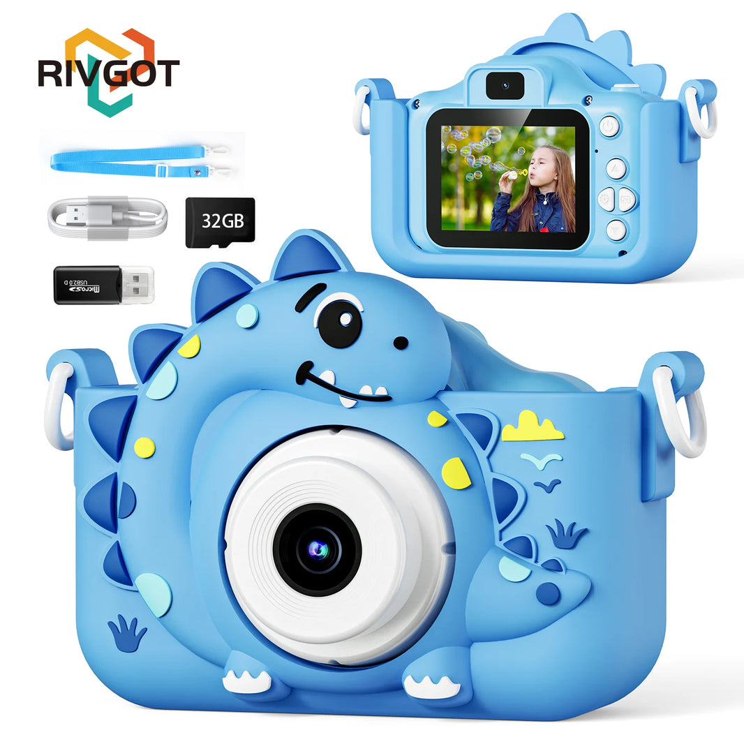 Mini Kids Digital Camera with 32GB Card, Educational Toy, 1080P HD Video for Baby Birthday Gift