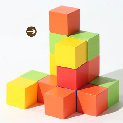 50/100PCS Colorful Wooden Building Blocks – Stacking Square Blocks, Shape and Color Learning Toy for Babies and Children