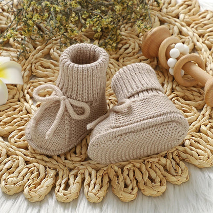 Fashion Infant Baby Boy Socks Shoes Pure Color Anti-Slip Knit Newborn Girls Floor First Walkers Casual Outdoor Booties