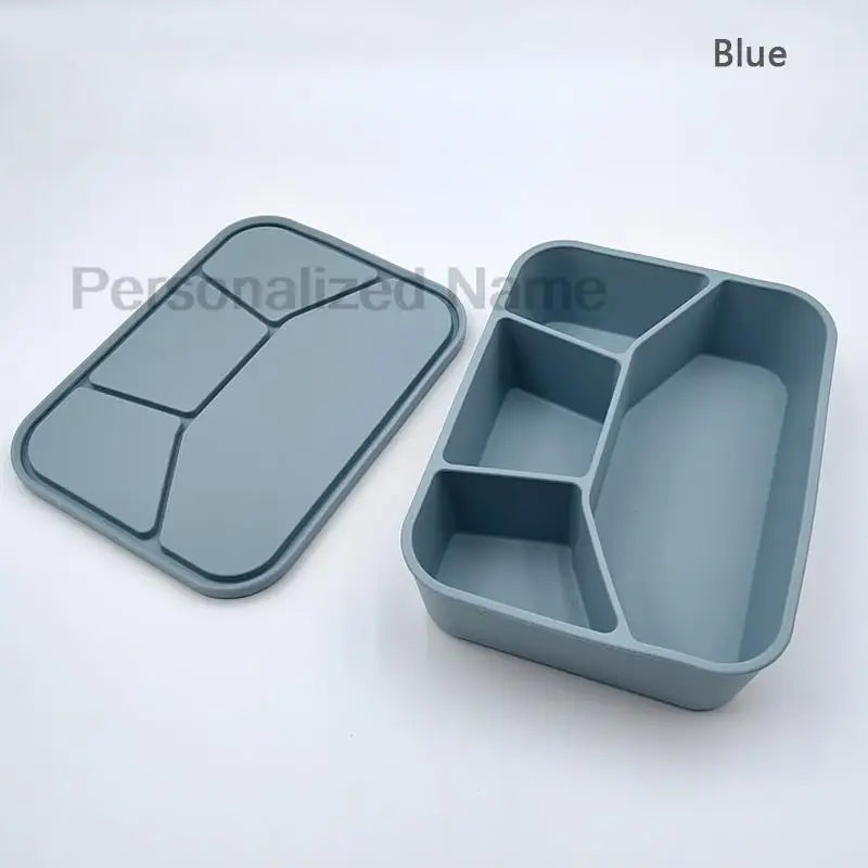 Silicone Lunch Box with 4 Compartments – Leakproof Adult & Children's Lunch Box, Interlayer Food Container for Meals