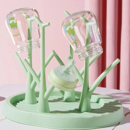 Baby Bottle Drying Rack - Portable Cleaning Dryer and Bottle Holder for Feeding Bottles, Accessories, and Drain Tray