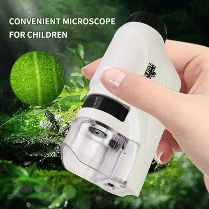Handheld Microscope Kit for Kids – 60x 120x with LED Light for Home and School